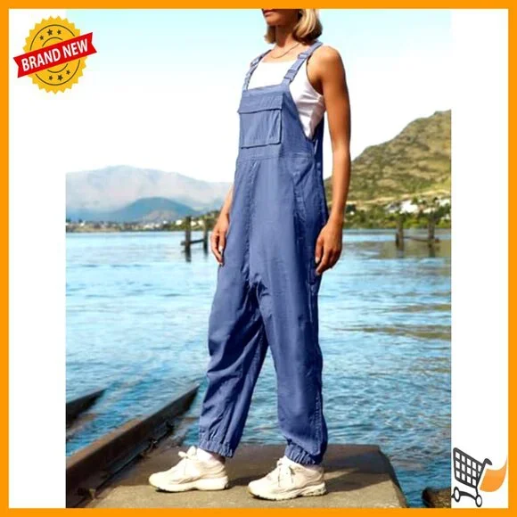 Sleeveless Overalls Jumpsuit with Adjustable Straps and Pockets - Picture 6 of 7